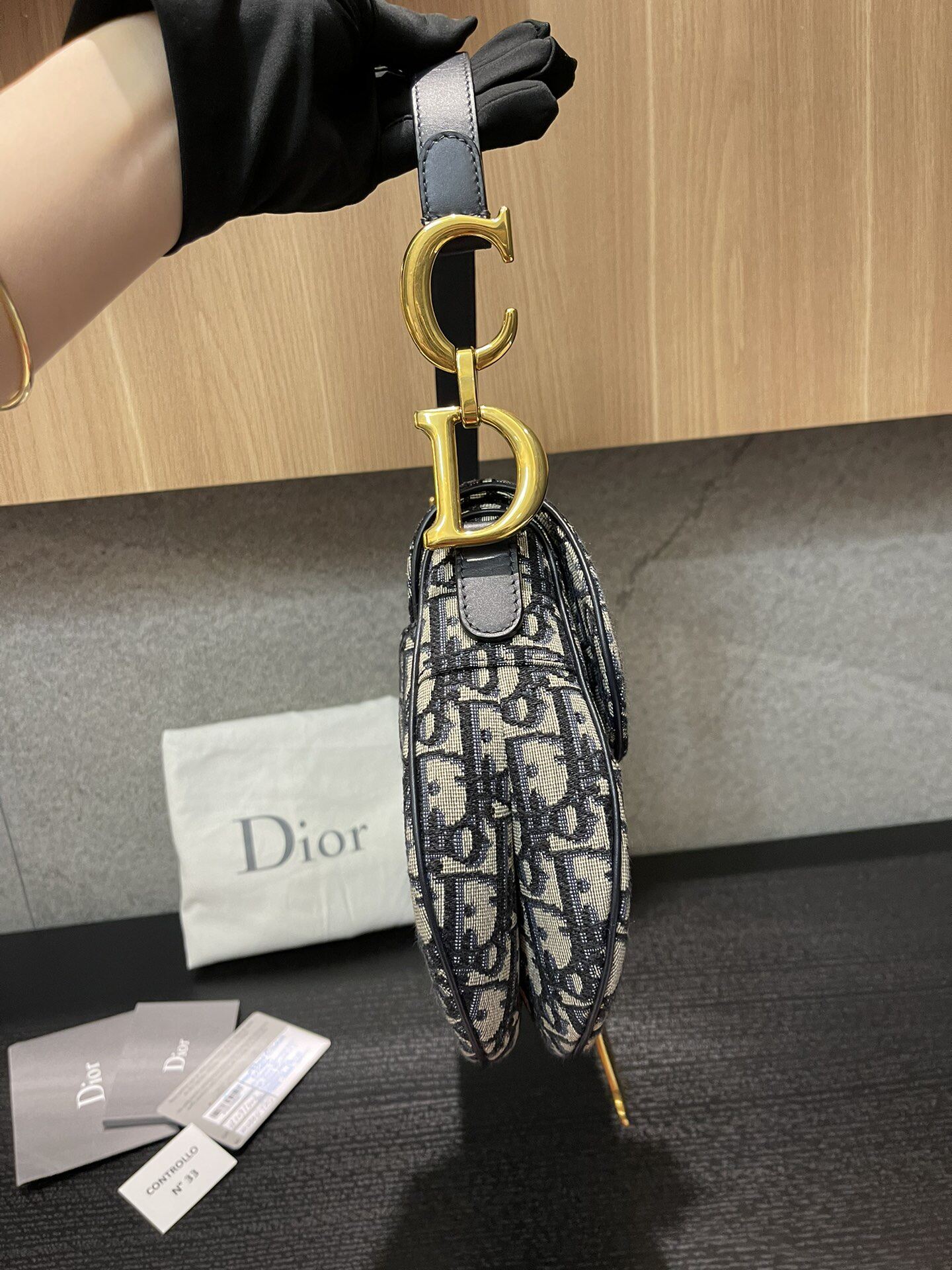 [9.8新]dior迪奥经典老花蓝色中号马鞍包单肩斜挎包女包公价2w