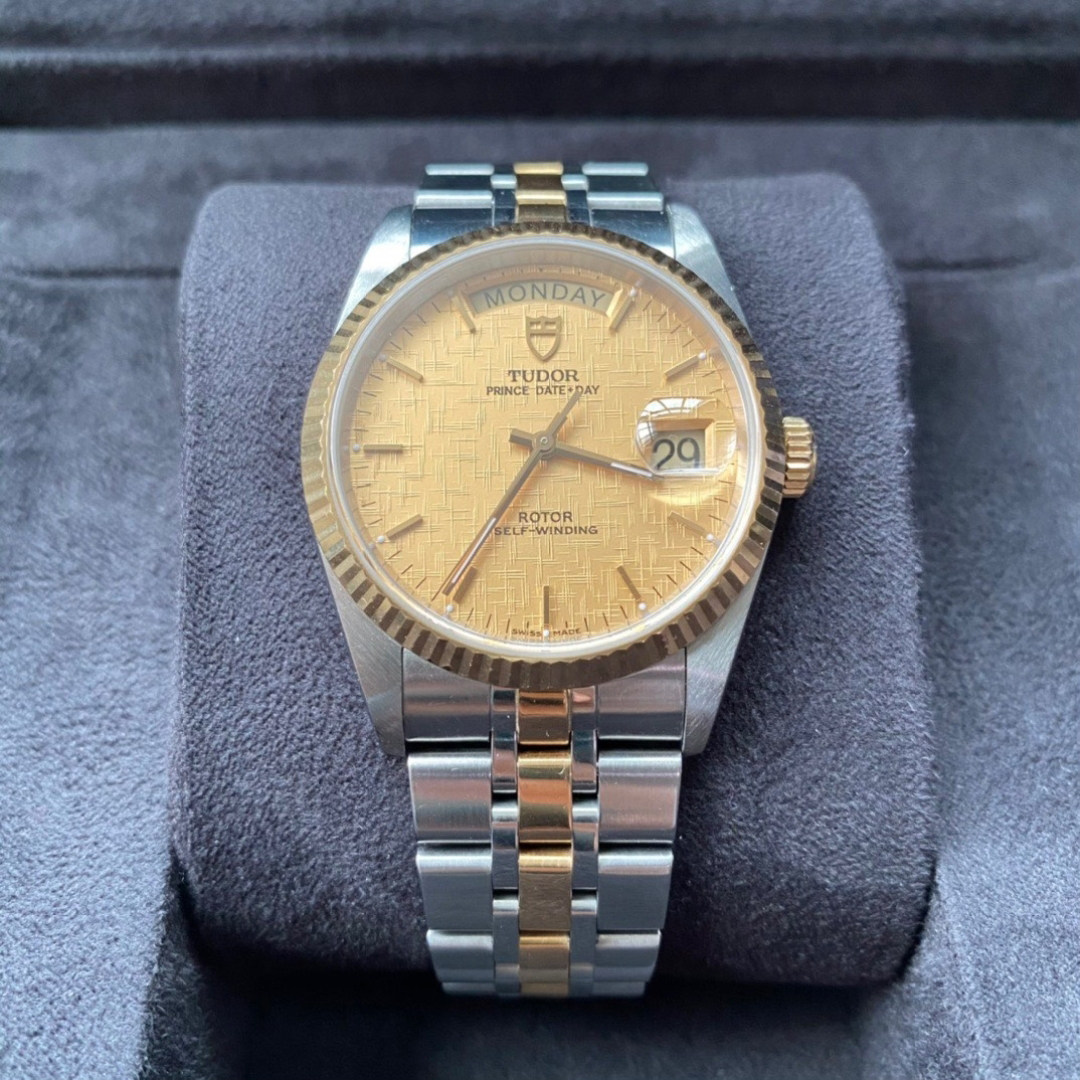 帝舵手表男王子型18k黄金镶钻36mm自动机械腕表男76213正品9.8新