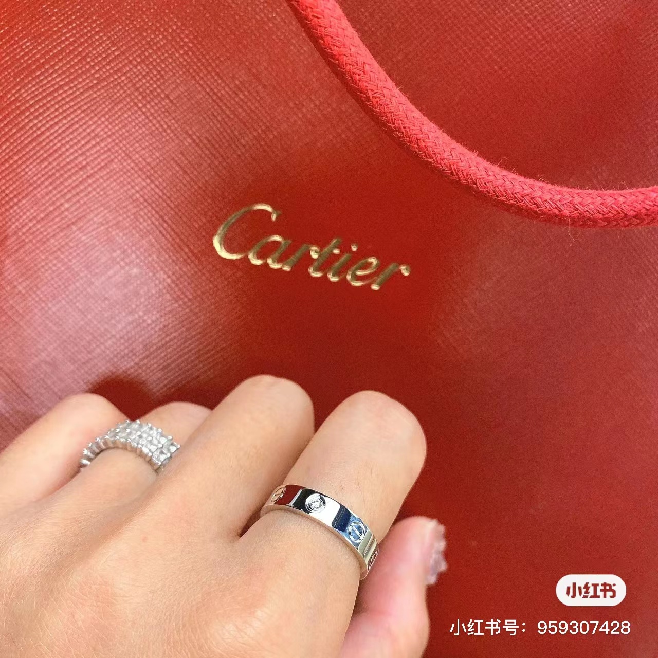 8新]卡地亚 love系列 白金宽版三钻戒指53号 公价3