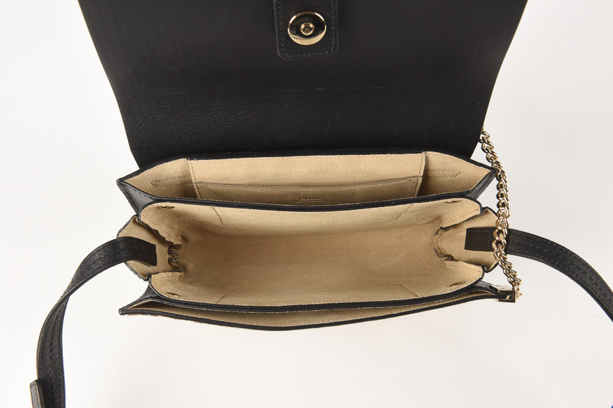 [9.5新]蔻依chloe女士马毛拼黑色牛皮翻盖斜挎包faye10003650