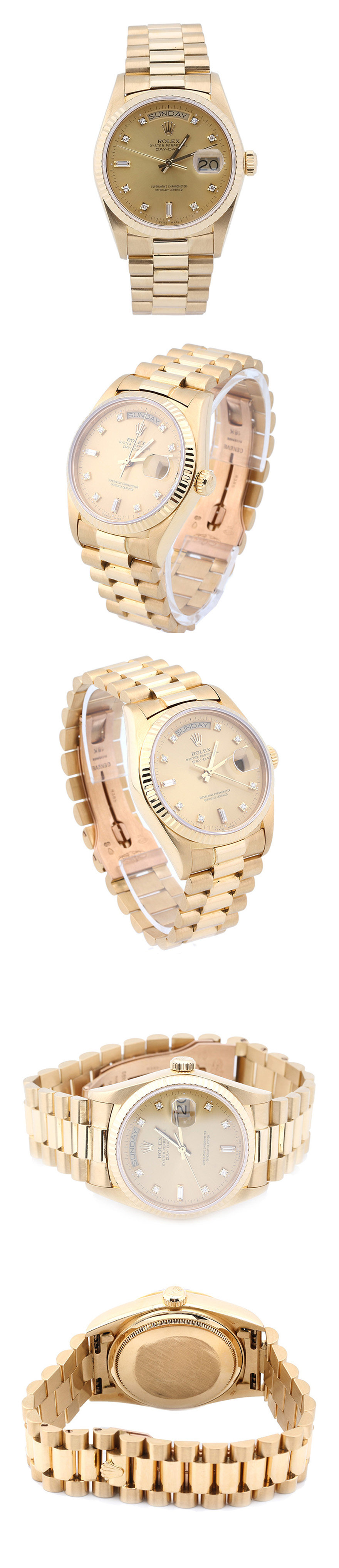 低价捡漏劳力士18238镶钻自动机械18k黄金男表先鉴定后发货正品