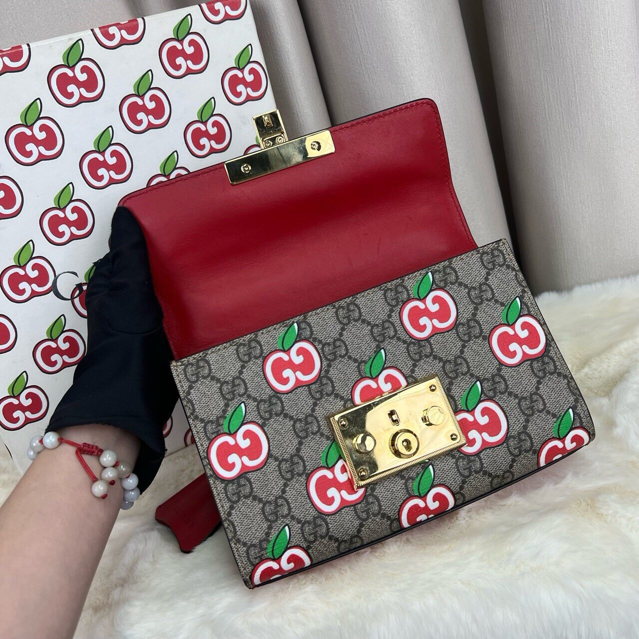 正品gucci古驰padlock月光宝盒七夕节双g小苹果单肩斜挎包