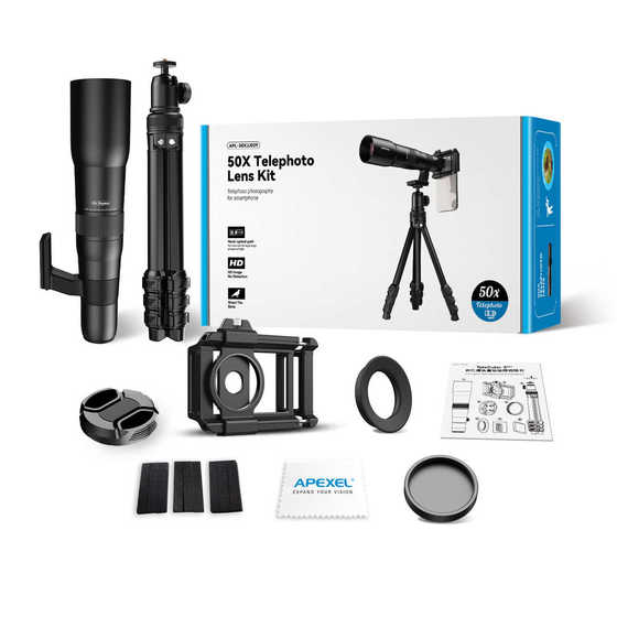 Apexel New 50X 망원 휴대 전화 렌즈 고전력 고전력 내부 포커스 야외 문보기 콘서트 조류 시계 거울 Apexel New 50X 망원 휴대 전화 렌즈 고전력 고전력 내부 포커스 야외 문보기 콘서트 조류 시계 거울