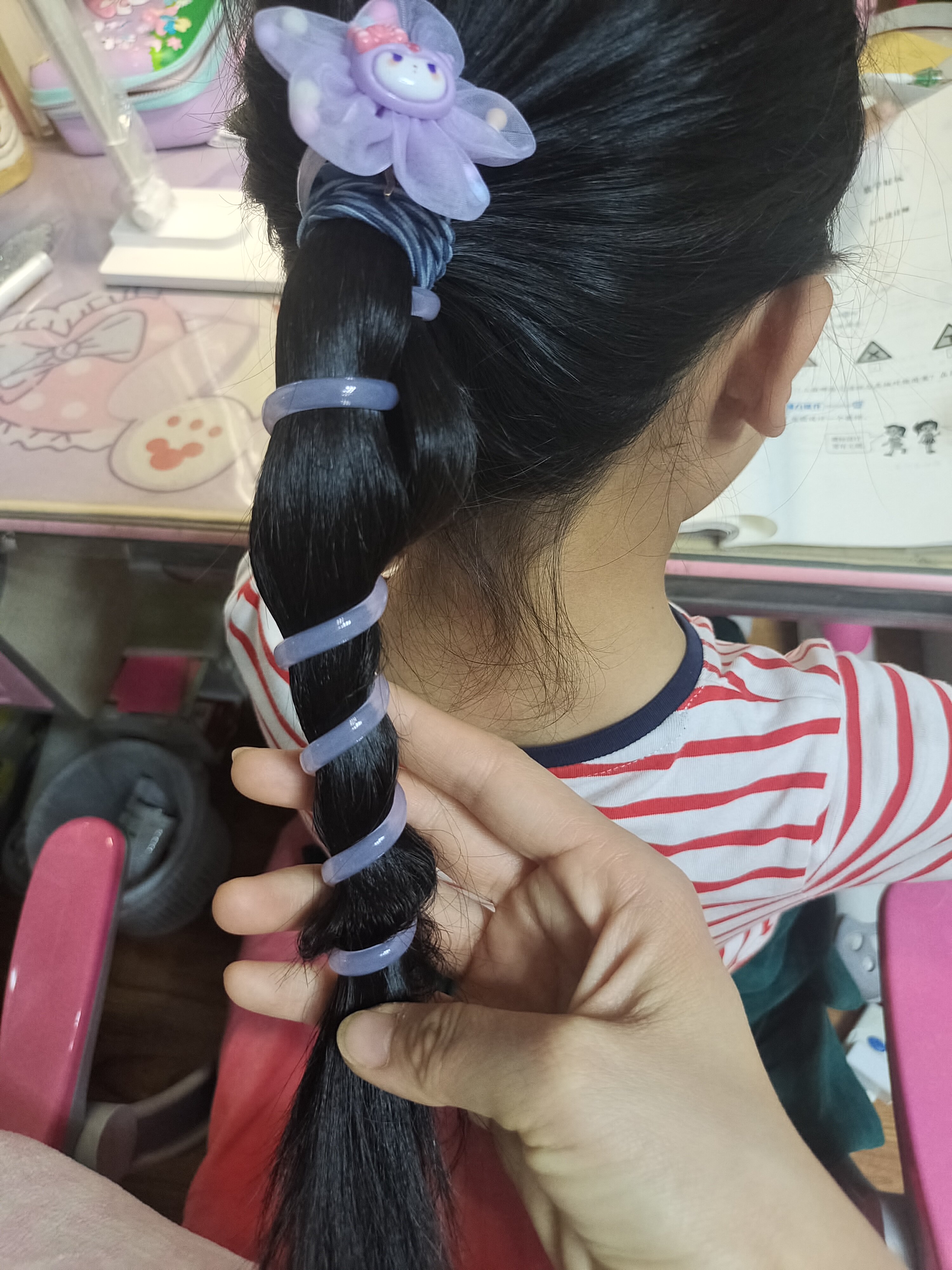 儿童可爱库洛米电话线发圈小女孩不伤发头饰女童编发头绳宝宝发饰