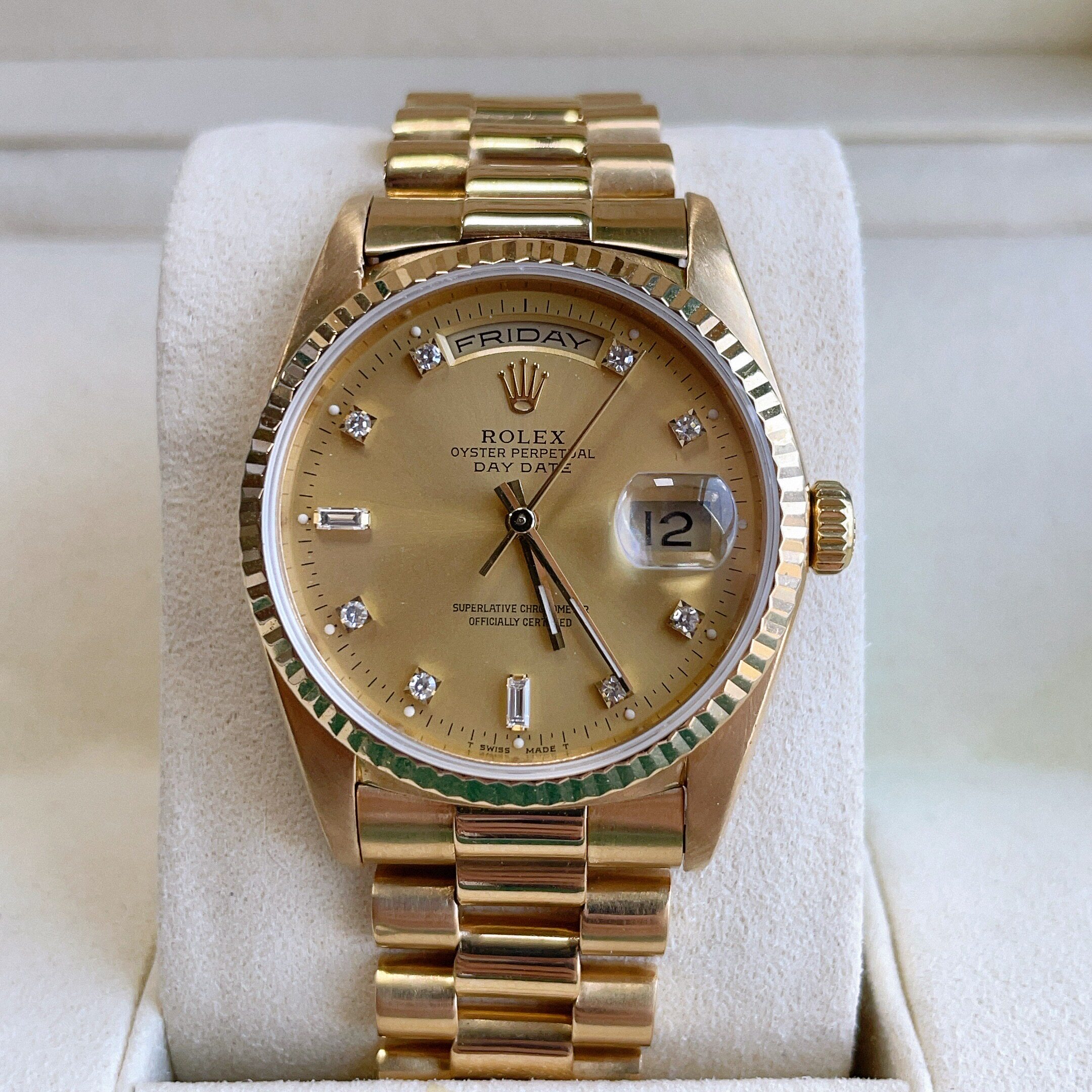 不只5折/国检认证98新劳力士18k金内钻自动机械男表18238真酷奢品