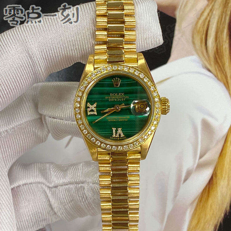 一口价95新劳力士女表18k黄金69178自动机械后镶钻圈盘腕表26mm