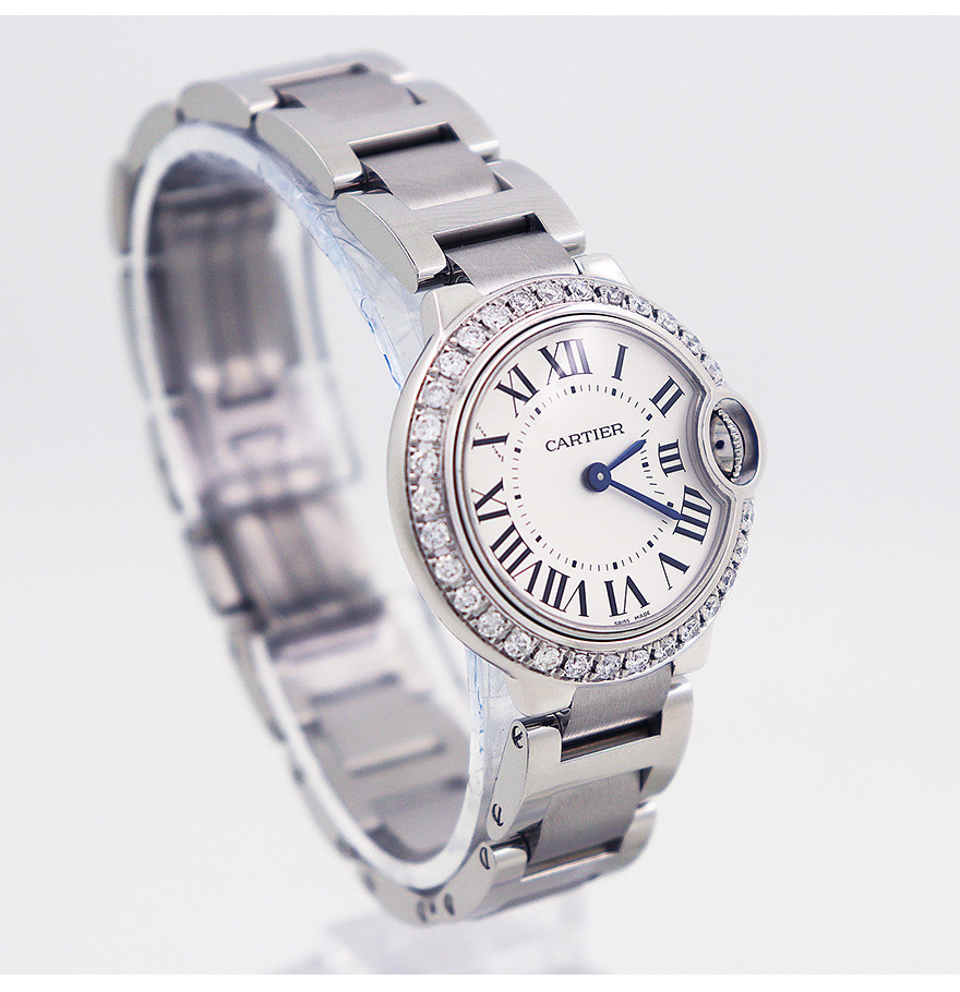 [无保留价][9.5新]卡地亚正品蓝气球系列精钢-后镶钻石英女表
