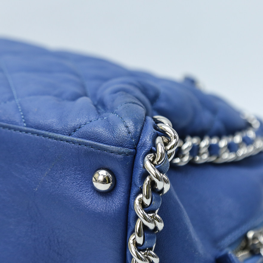 高端藏品捡漏[9.0新]香奈儿chanel女士蓝色单肩斜挎包deb1904096