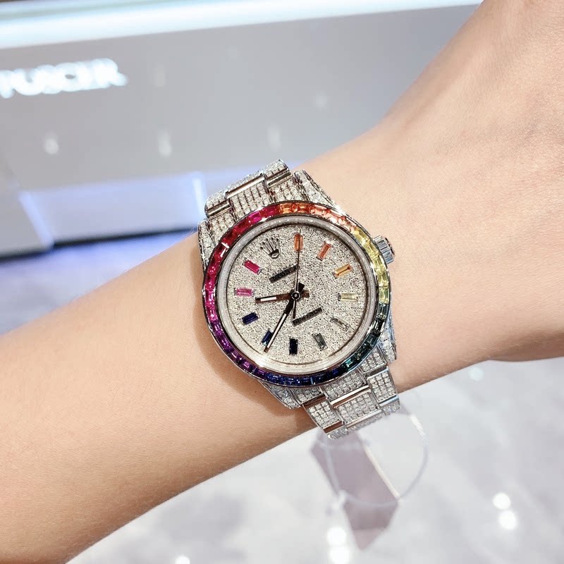 全套98新劳力士蚝式恒动镶钻满天星自动机械手表女士款正品177200