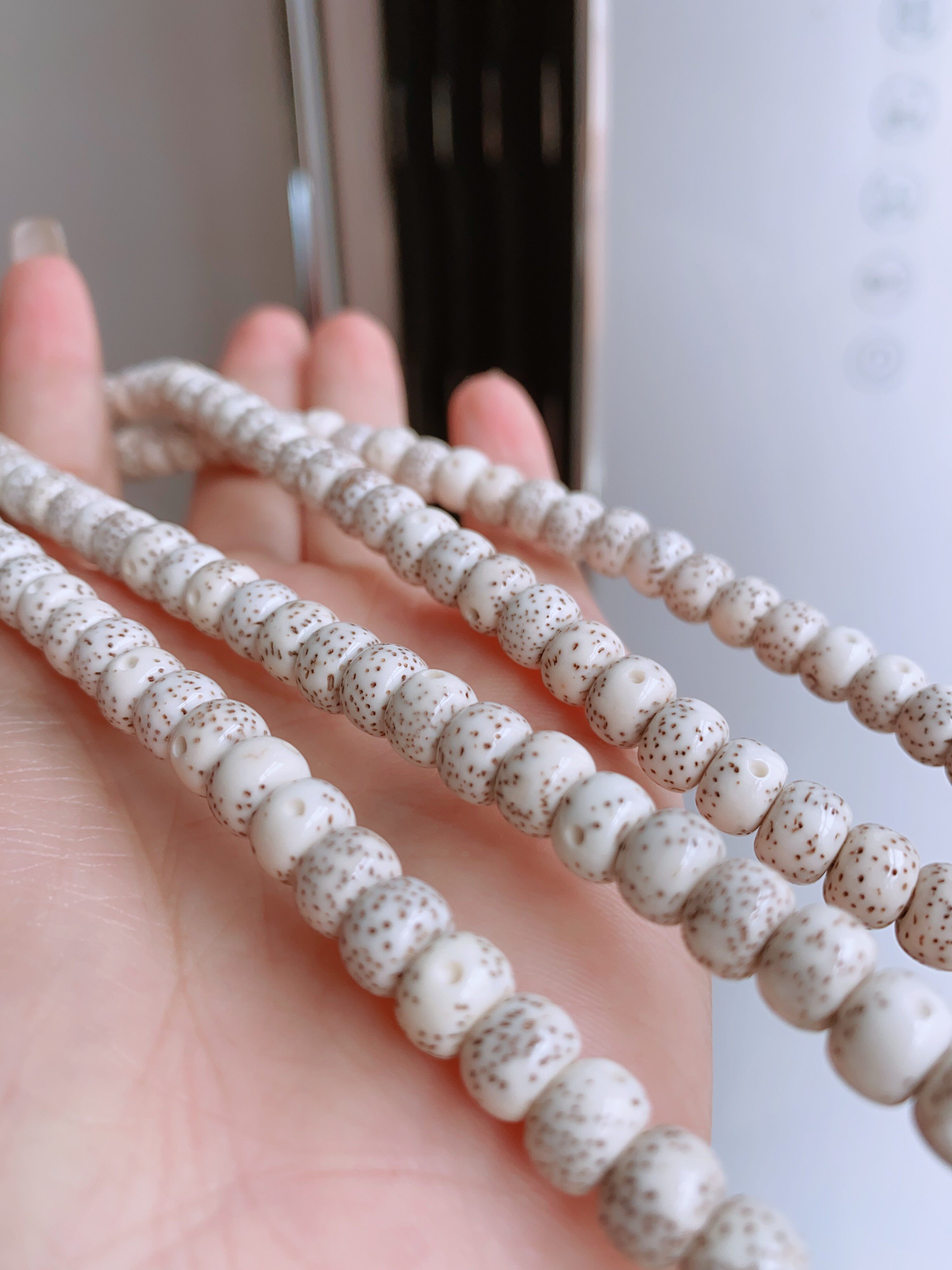 星月菩提子手串108颗正品大留白高密度精品石玉料桶珠收藏级海南