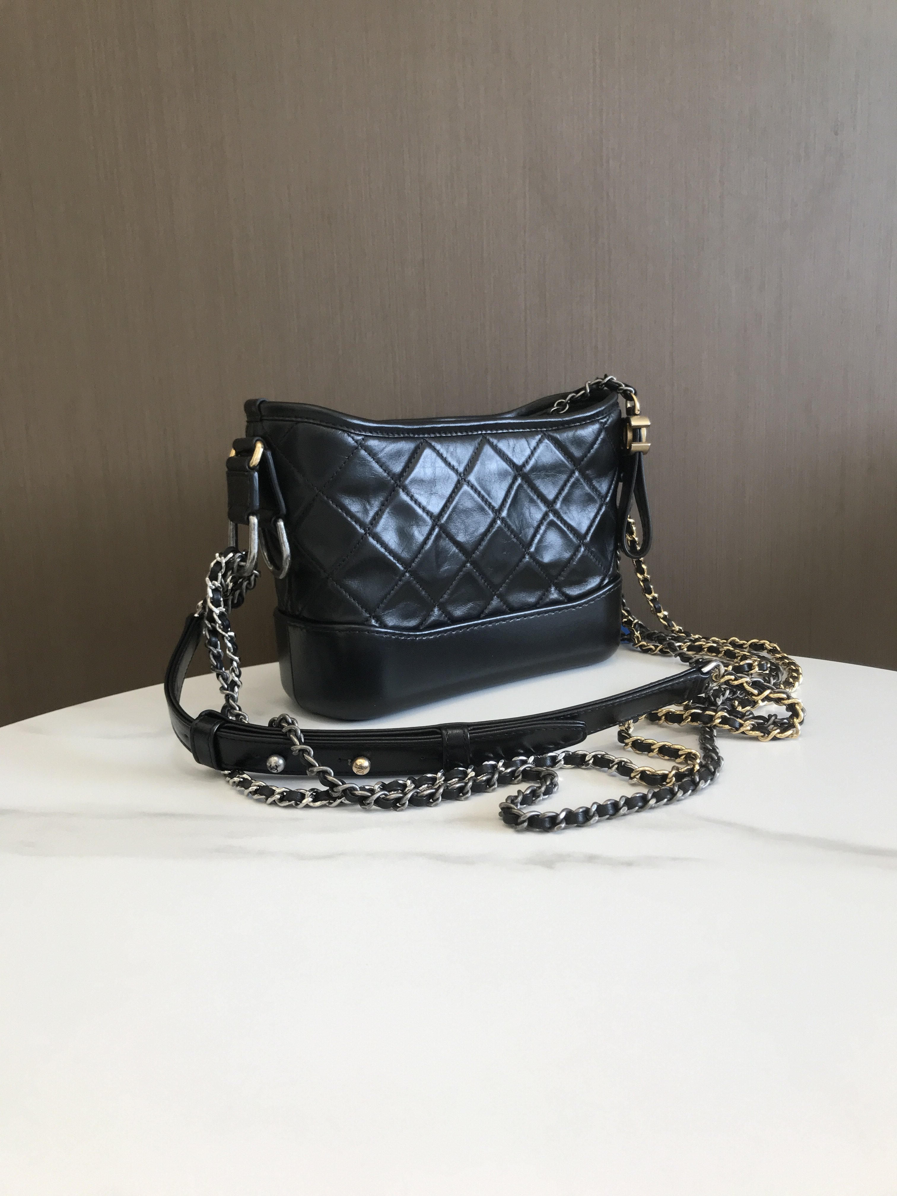 [9.9新]chanel/香奈儿黑金流浪包小号单肩链条挎包正品公价42100