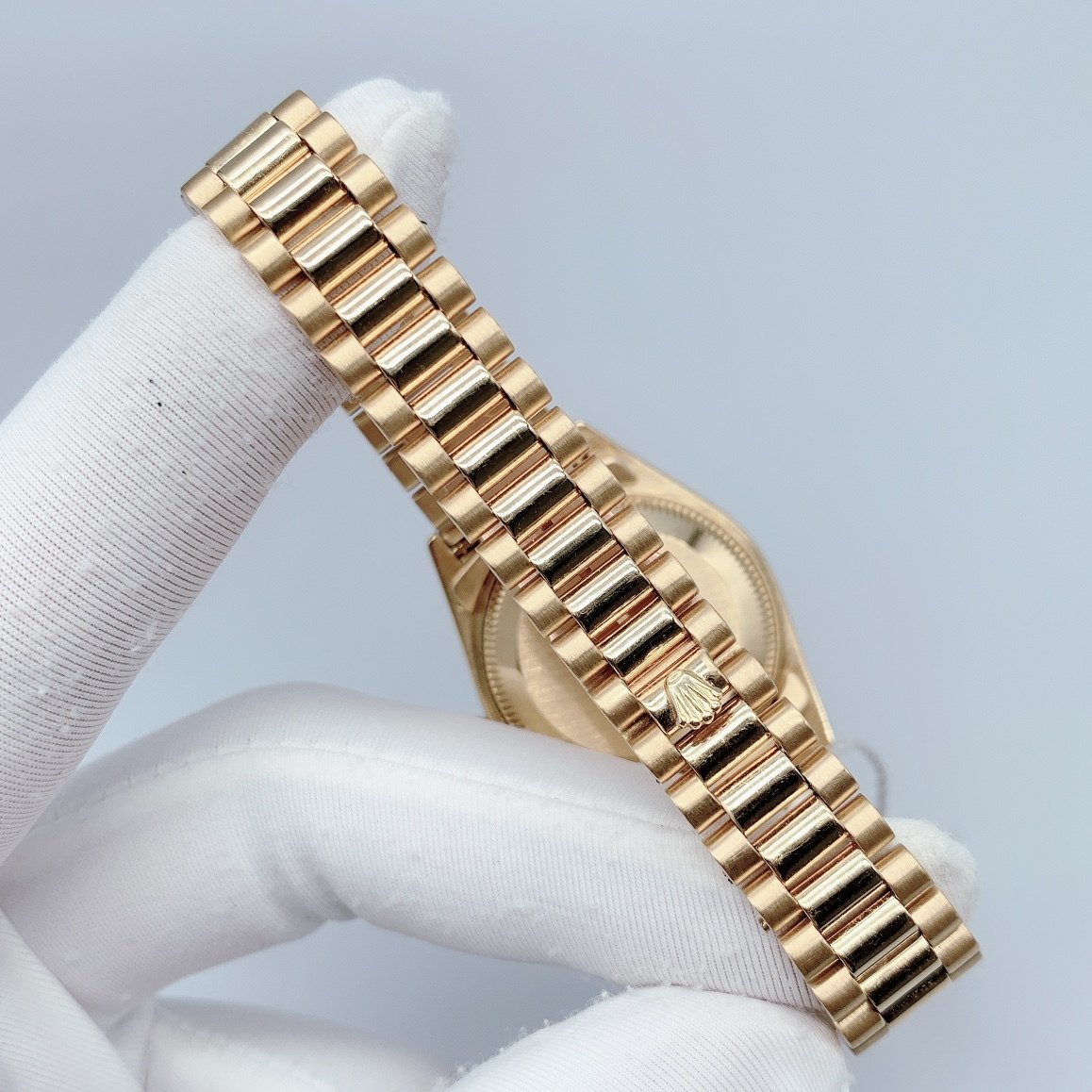 98新劳力士粉贝母日志型系列黄金镶钻自动机械手表女士正品69178