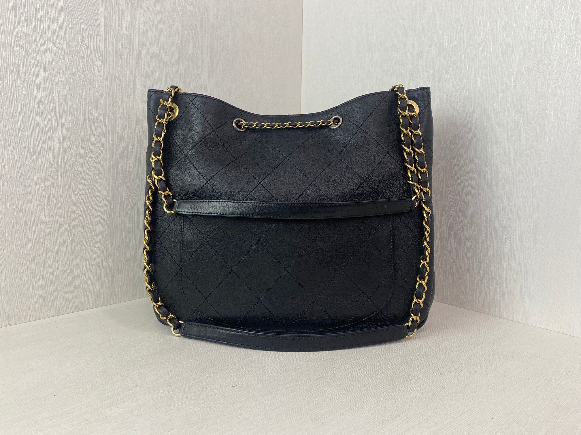 正品[9.8新]chanel/香奈儿黑金抽绳水桶包双c鸳鸯扣单肩斜挎包