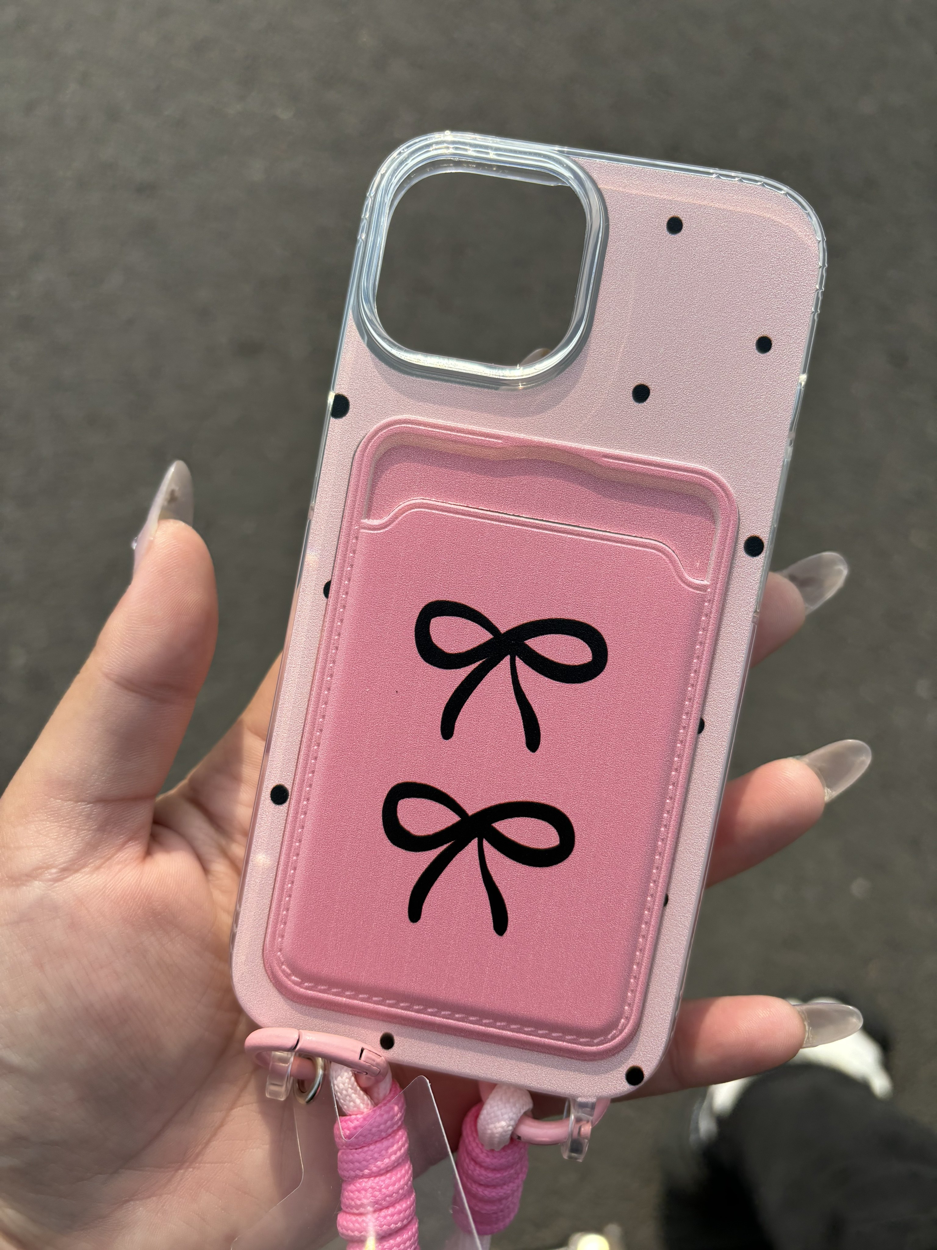 粉底黑蝴蝶结卡包适用opporeno12pro手机壳reno10秋冬新款reno9pro 手