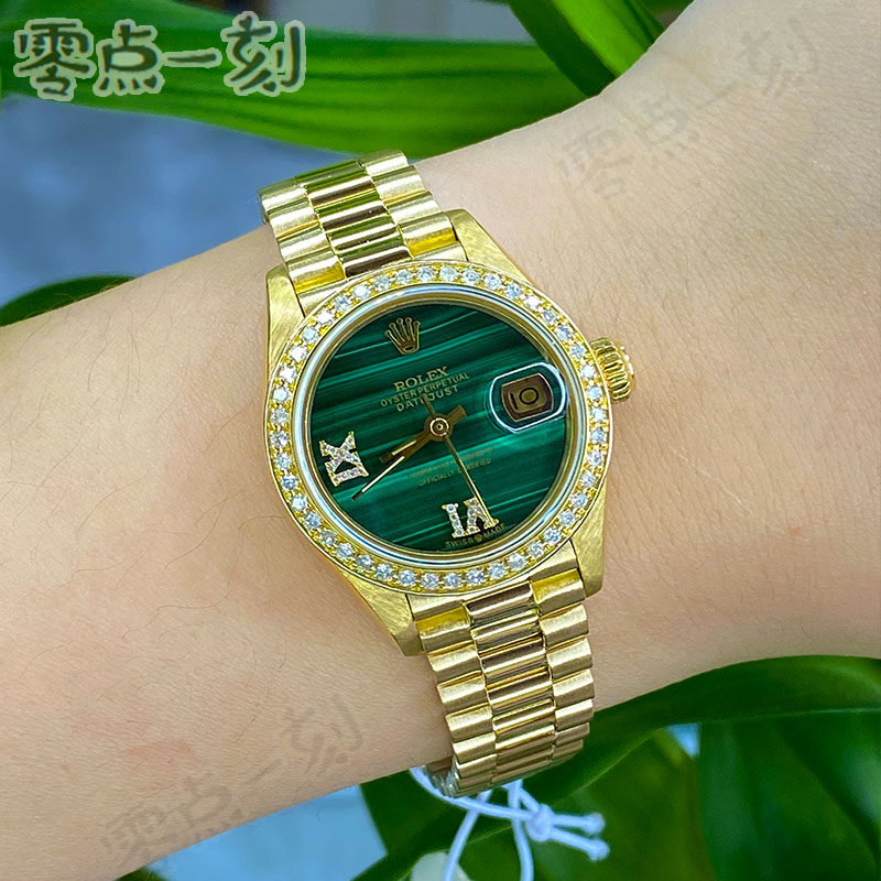 一口价95新劳力士女表18k黄金69178自动机械后镶钻圈盘腕表26mm