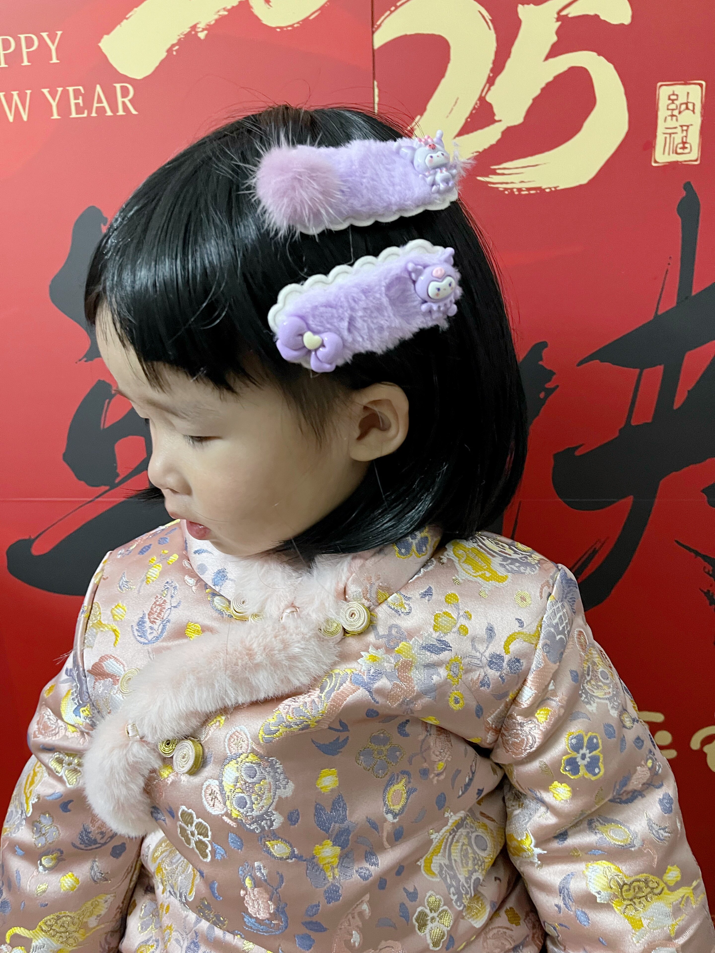库洛米儿童发饰新款小女孩可爱毛绒包布发卡发夹女童宝宝卡通头饰