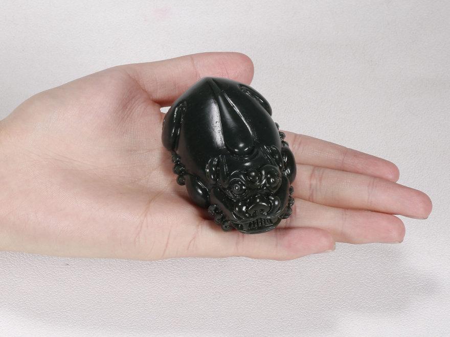 掌上宝 和田玉青玉把件 貔貅 招财进宝 206.33g