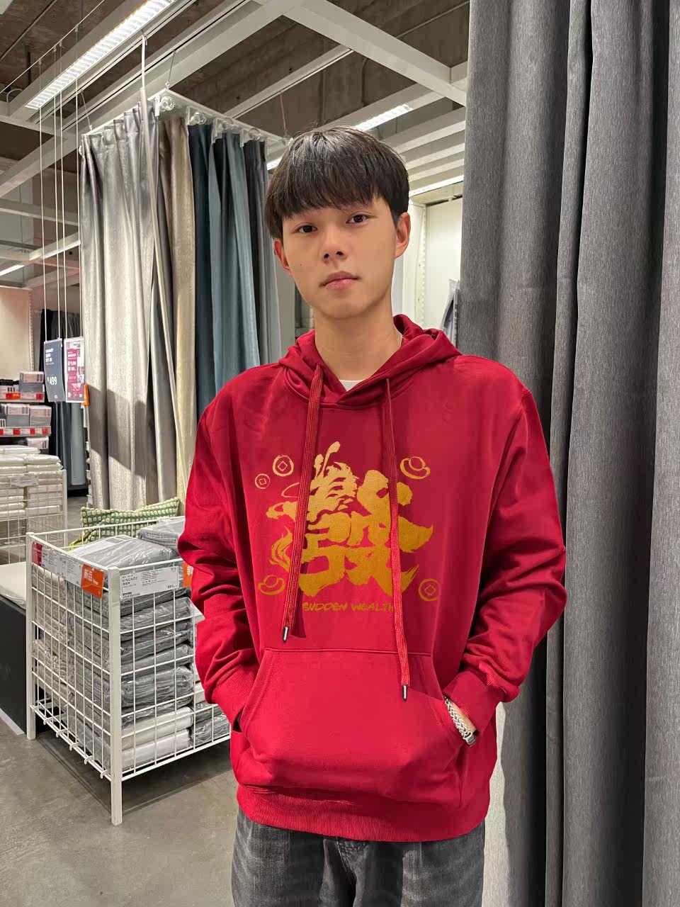 国潮连帽卫衣男秋冬款蛇年酒红色上衣潮牌男装本命年衣服休闲外套