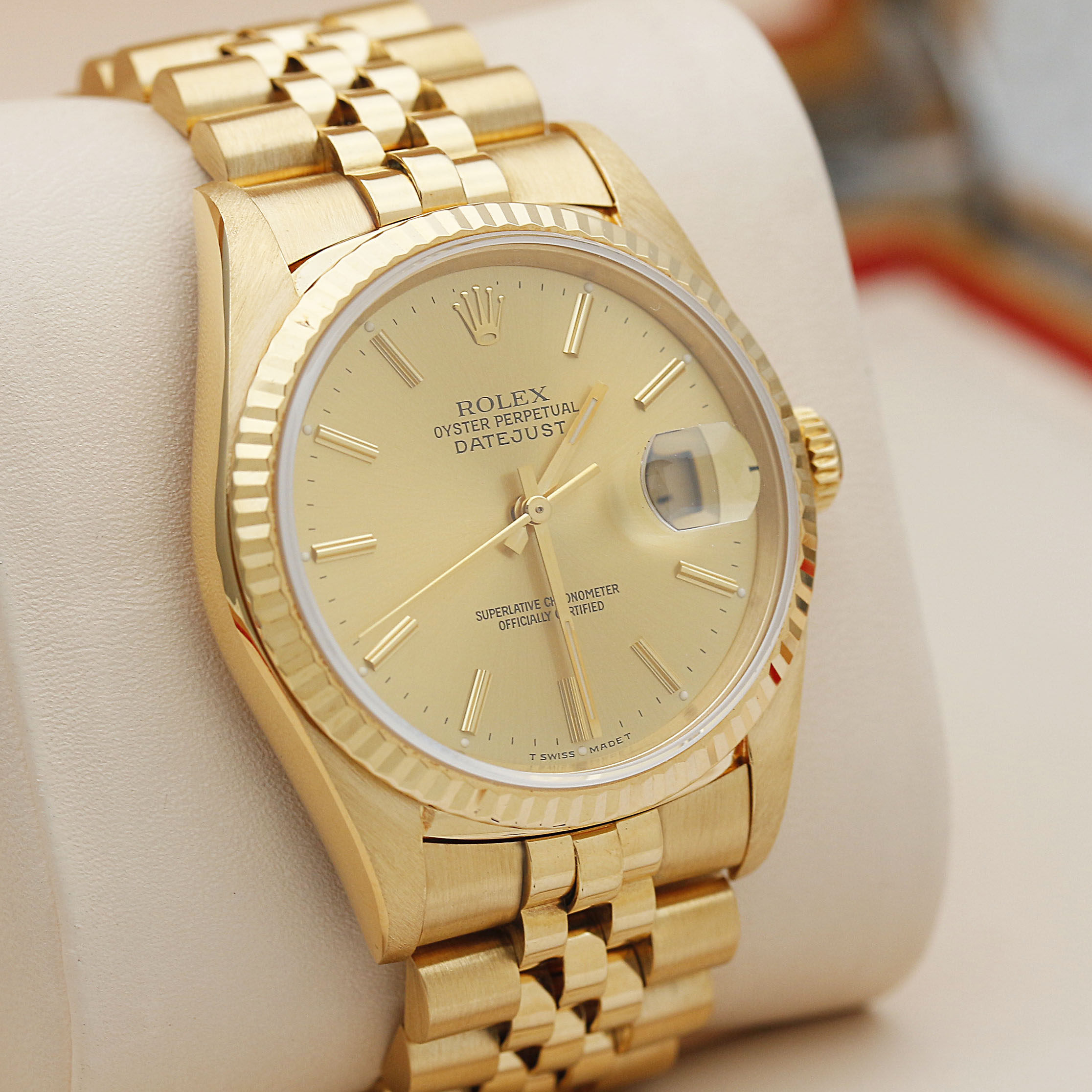 正品捡漏[9.8新]劳力士日志型18k黄金16238自动机械手表男表36mm