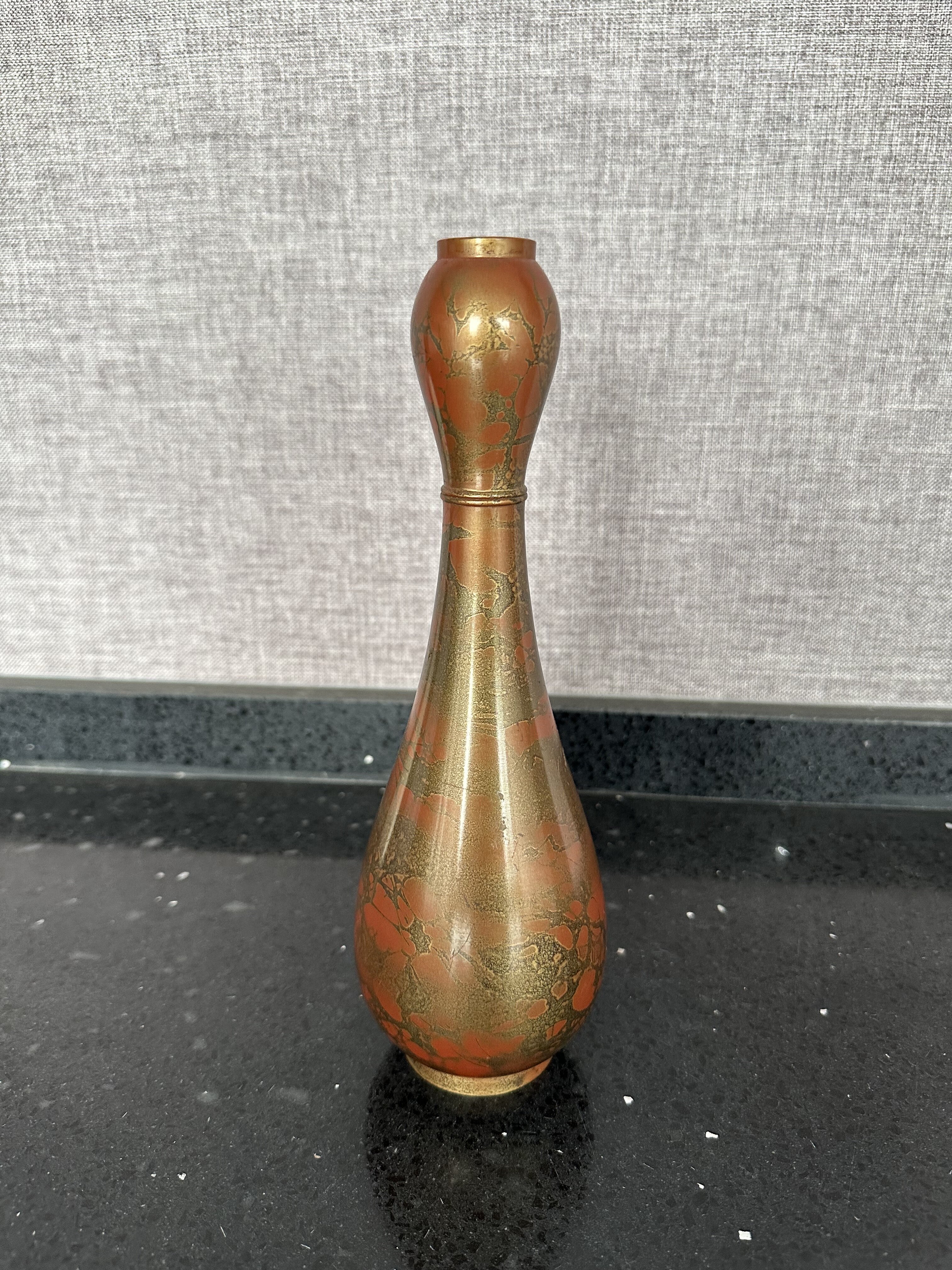 日式回流铜器插花器禅意器皿小原流花道日式创意简约插花花瓶