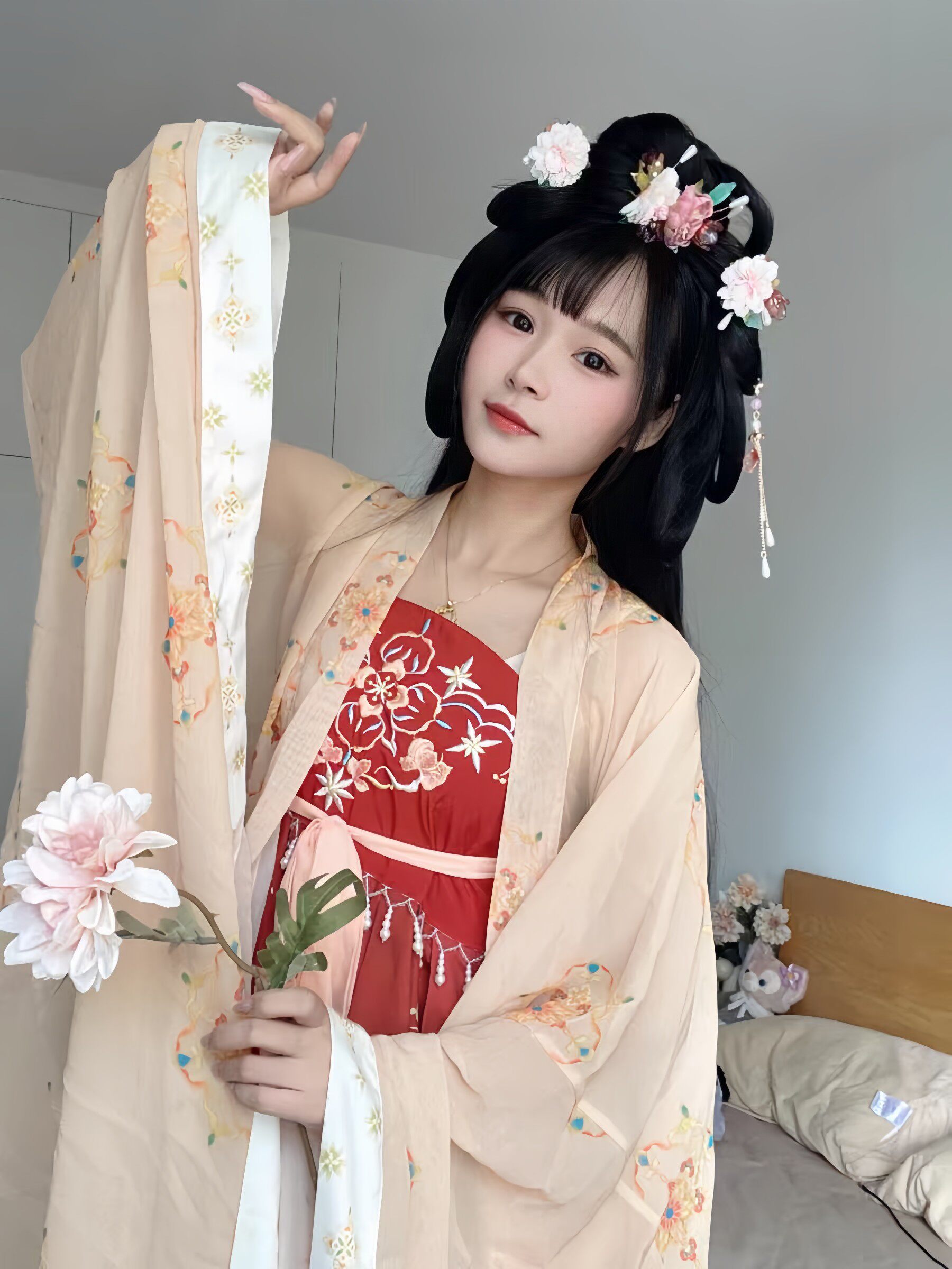 清汉女汉服假发古装盘发发髻一体式清朝格格头饰日常造型古风发包