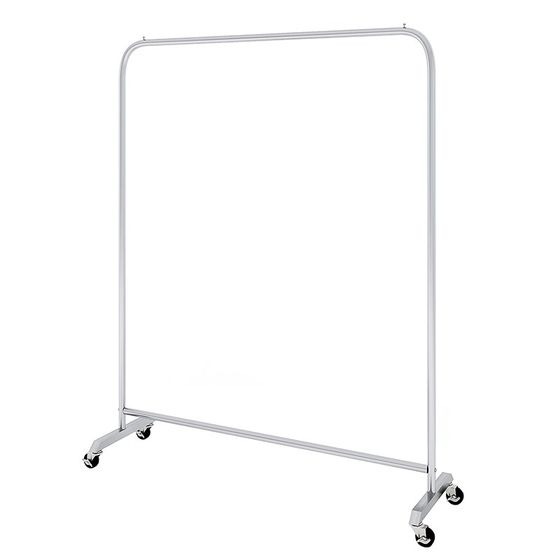 Stainless steel clothing display rack brushed silver hanging shelf floor -to -ground cloak rack household drying rod moving wheels Stainless steel clothing display rack brushed silver hanging shelf floor -to -ground cloak rack household drying rod moving wheels