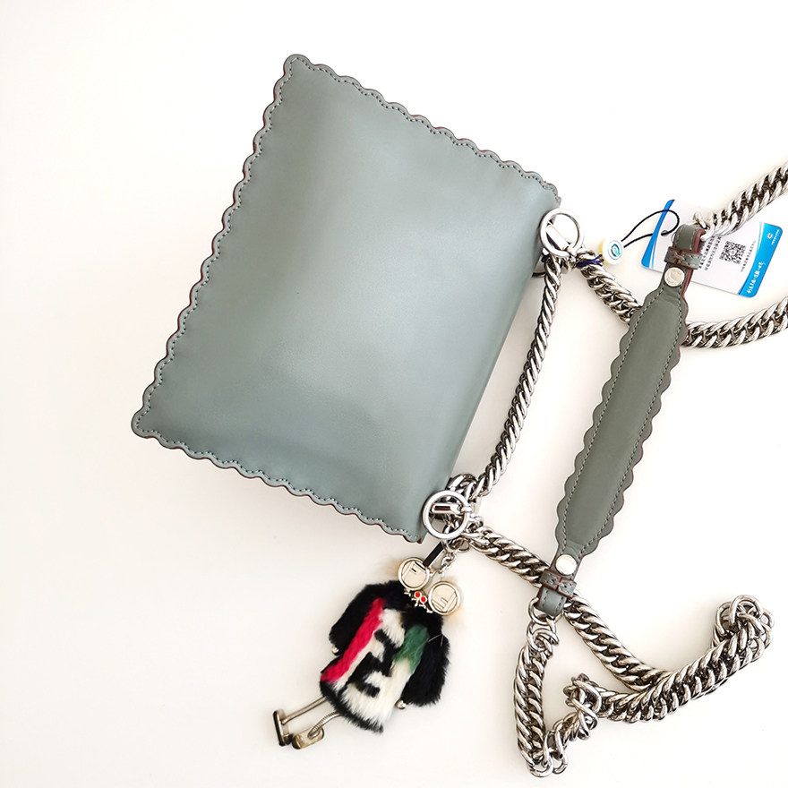 3折即刻拍已鉴定95新fend芬迪小号kani花边牛皮单肩斜挎链条女包