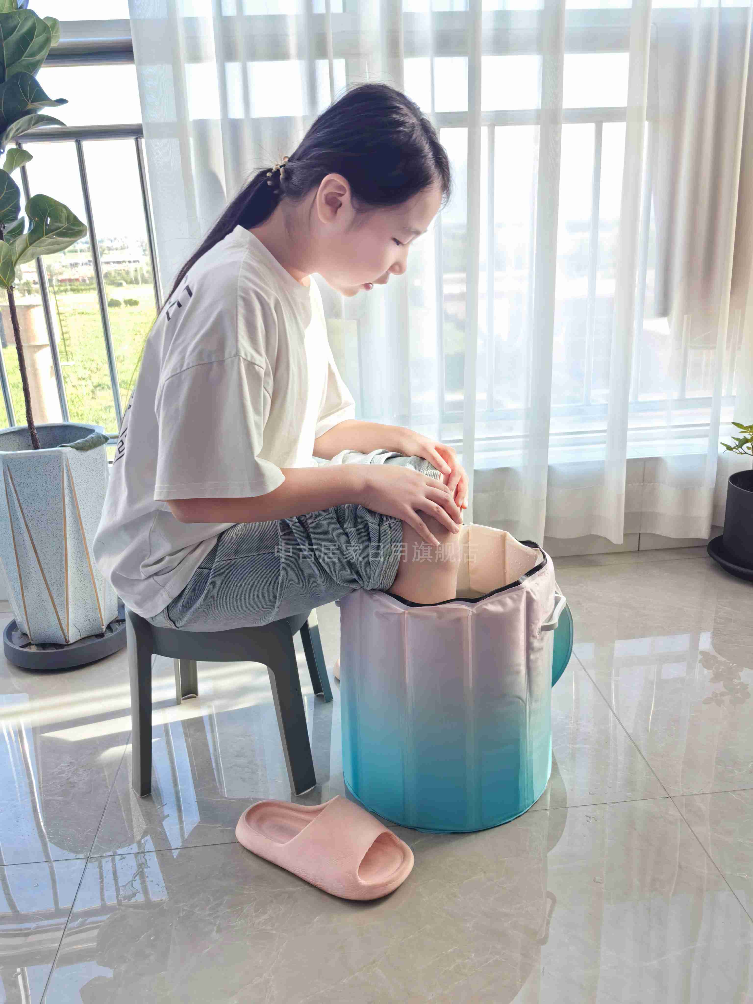 折叠便携式泡脚桶过小腿家用养生女士中医足浴桶去湿气排毒减肥xy