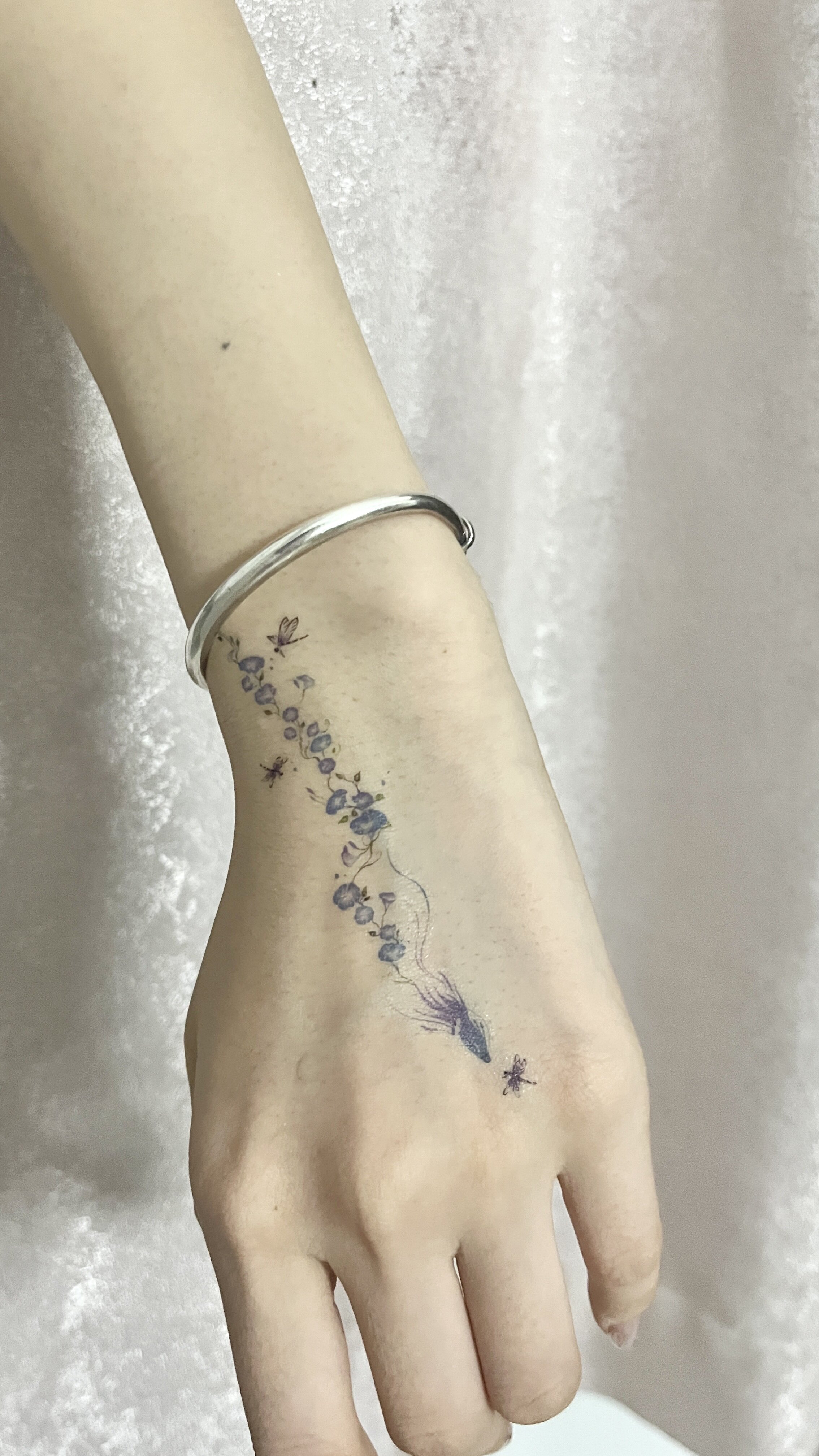 2张装 紫色韵律手腕臂环纹身贴防水女持久贴纸高级感2024新款彩绘