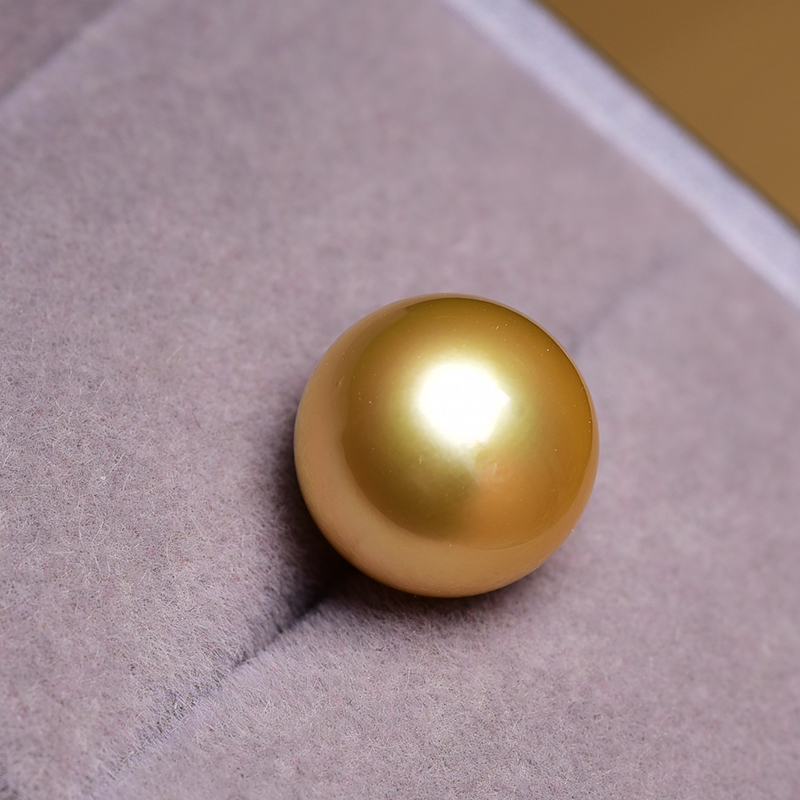 12-13mm 大颗南洋浓金色 海洋金珍珠 裸珠 无暇级 皮光细腻丝滑