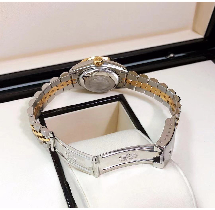 [9.8新]劳力士日志型系列18k黄金自动机械手表女表69173后改镶钻