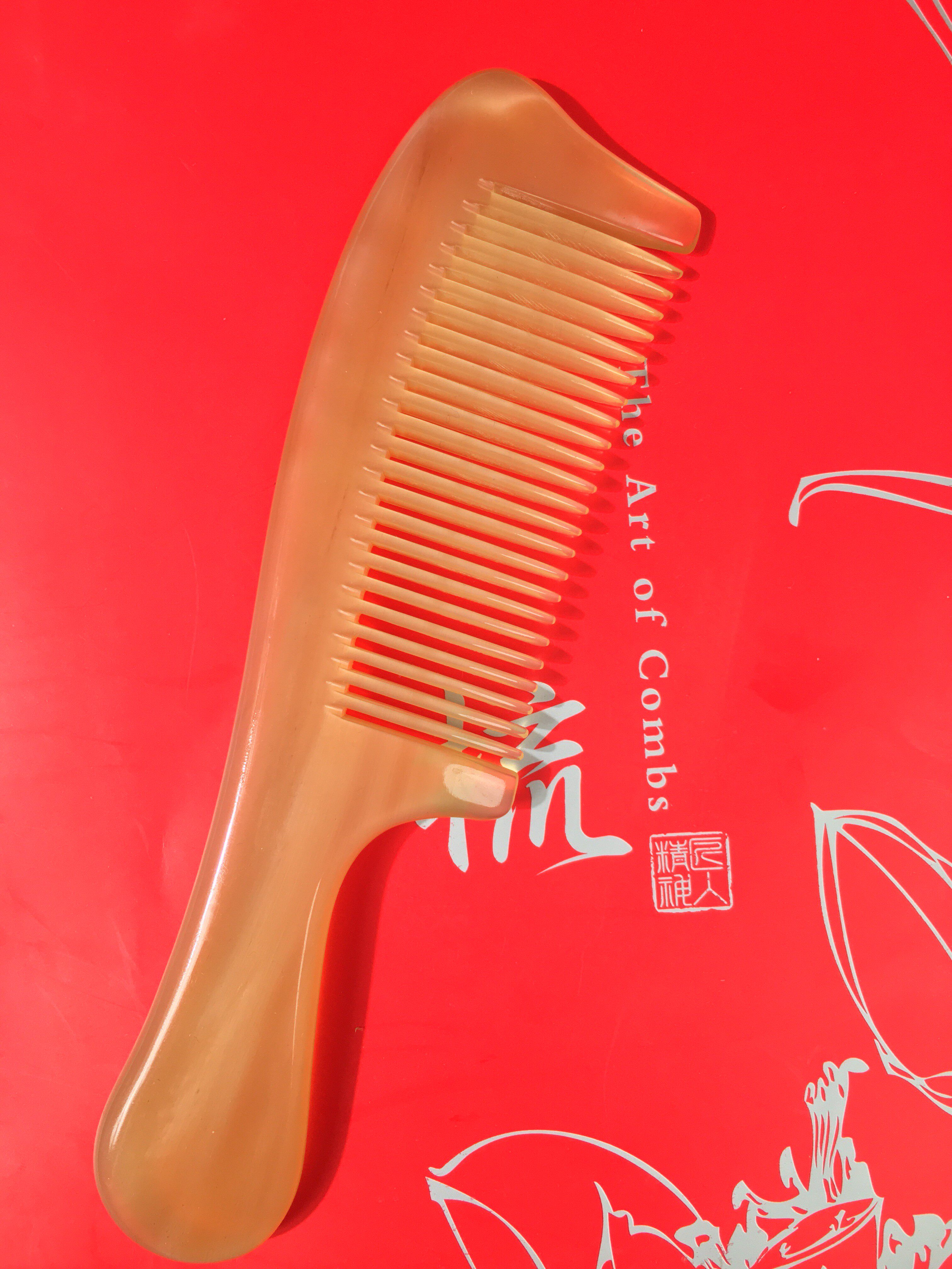 天然密齿羊角梳子礼品牛角梳男士女士长发专用按摩护发蓬松梳牛角