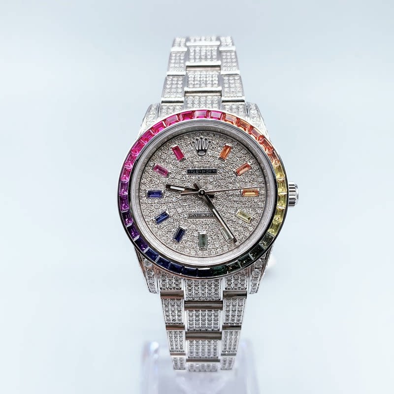 全套98新劳力士蚝式恒动镶钻满天星自动机械手表女士款正品177200