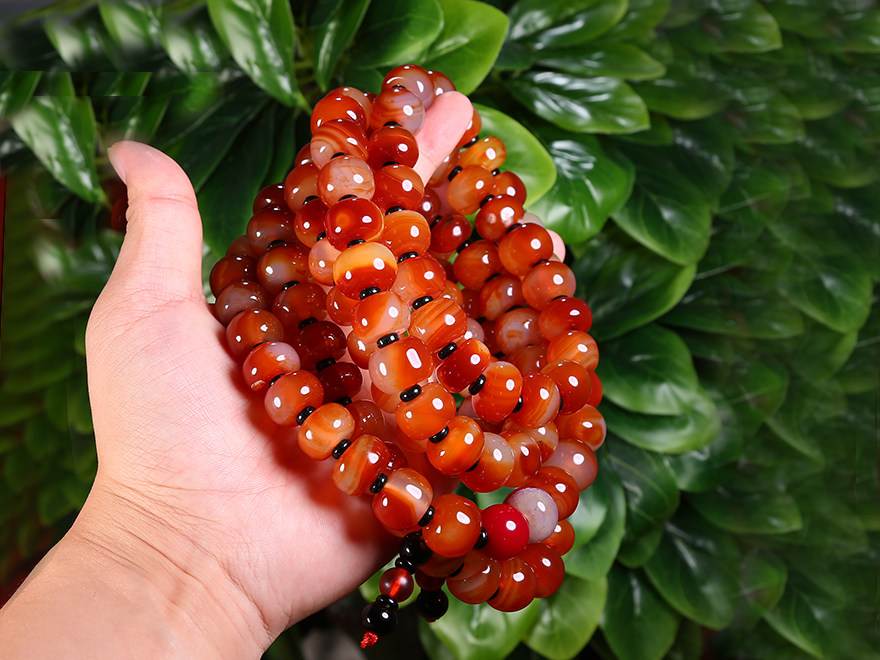 108颗多色玛瑙大颗粒转运珠 寓意【滚滚来财】605.5克