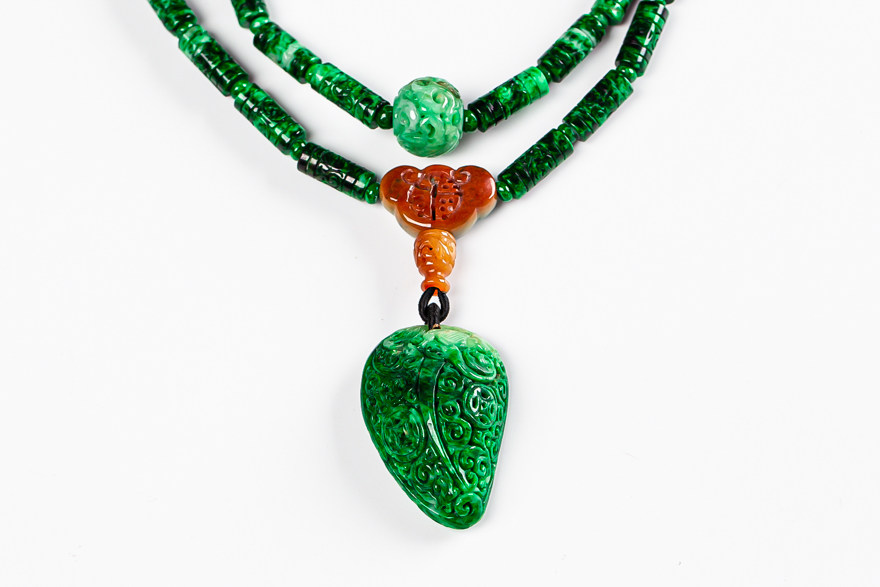 a天然缅甸翡翠 福禄寿项链 多彩珠链 厂家直销 手工打磨 106.96g