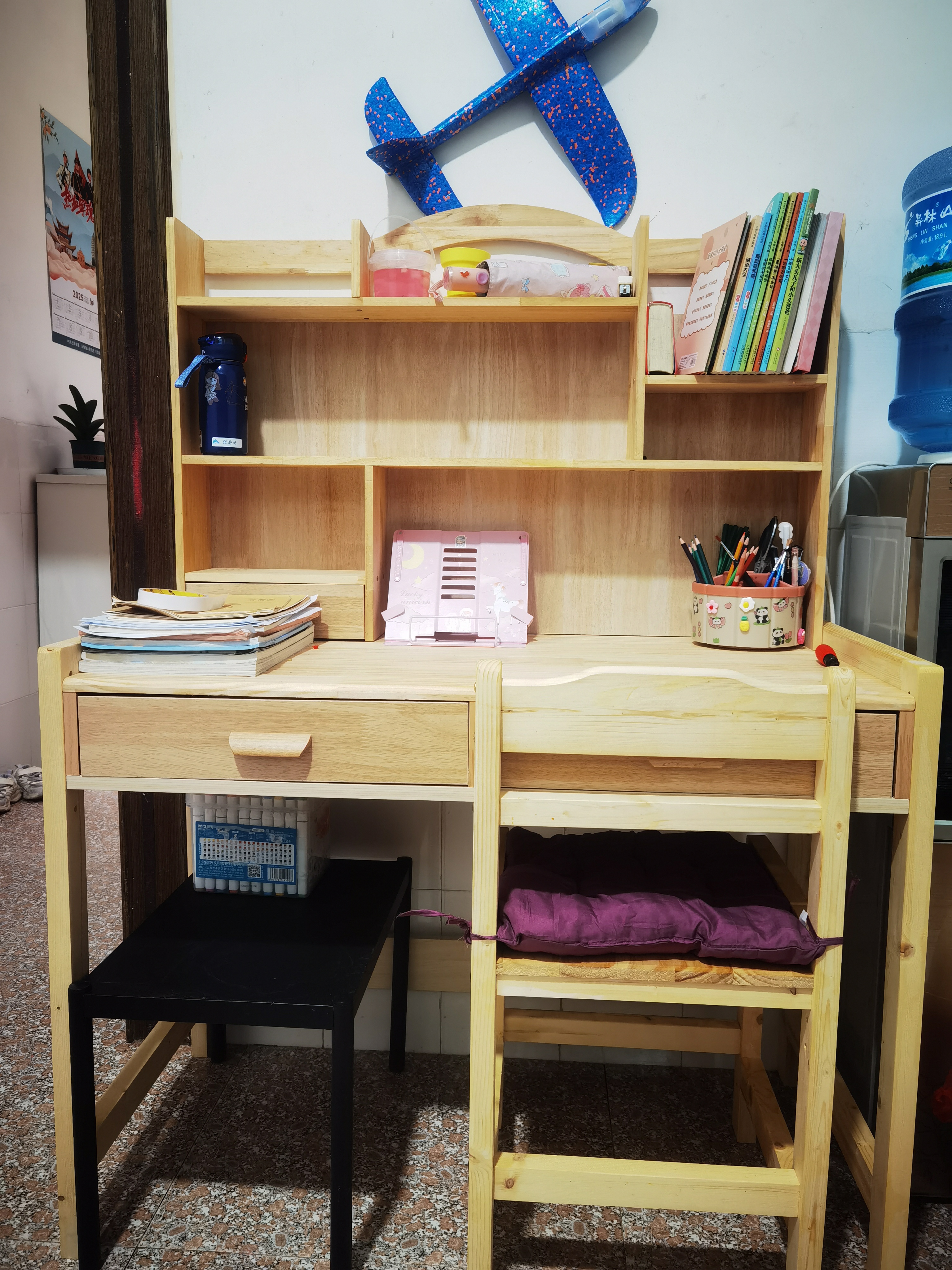 实木儿童学习桌可升降小学生书桌家用写字桌椅套装小孩课桌椅简约