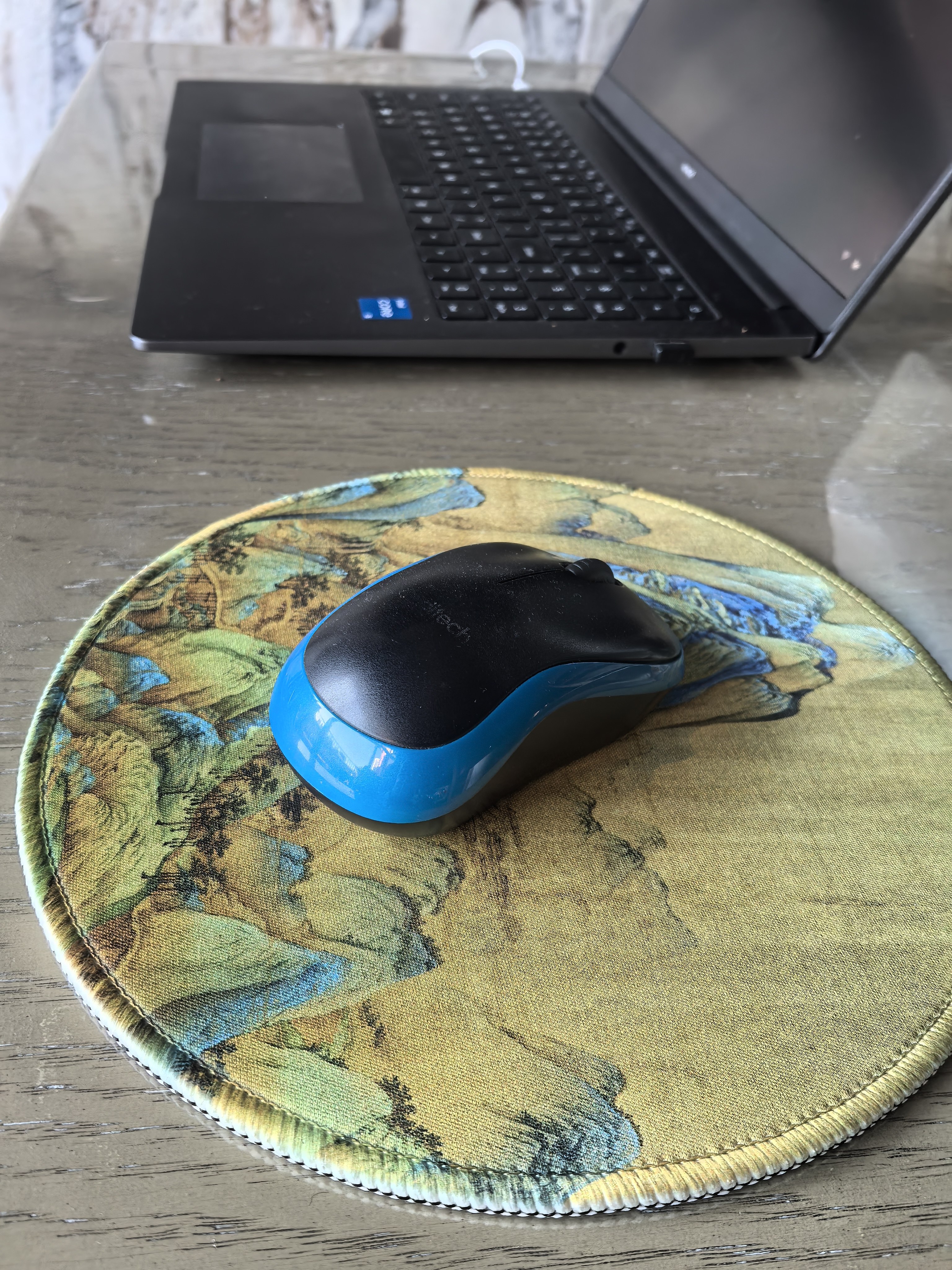 宋微宗瑞鹤图千里江山圆形鼠标垫国潮中国风加厚锁边办公游戏垫