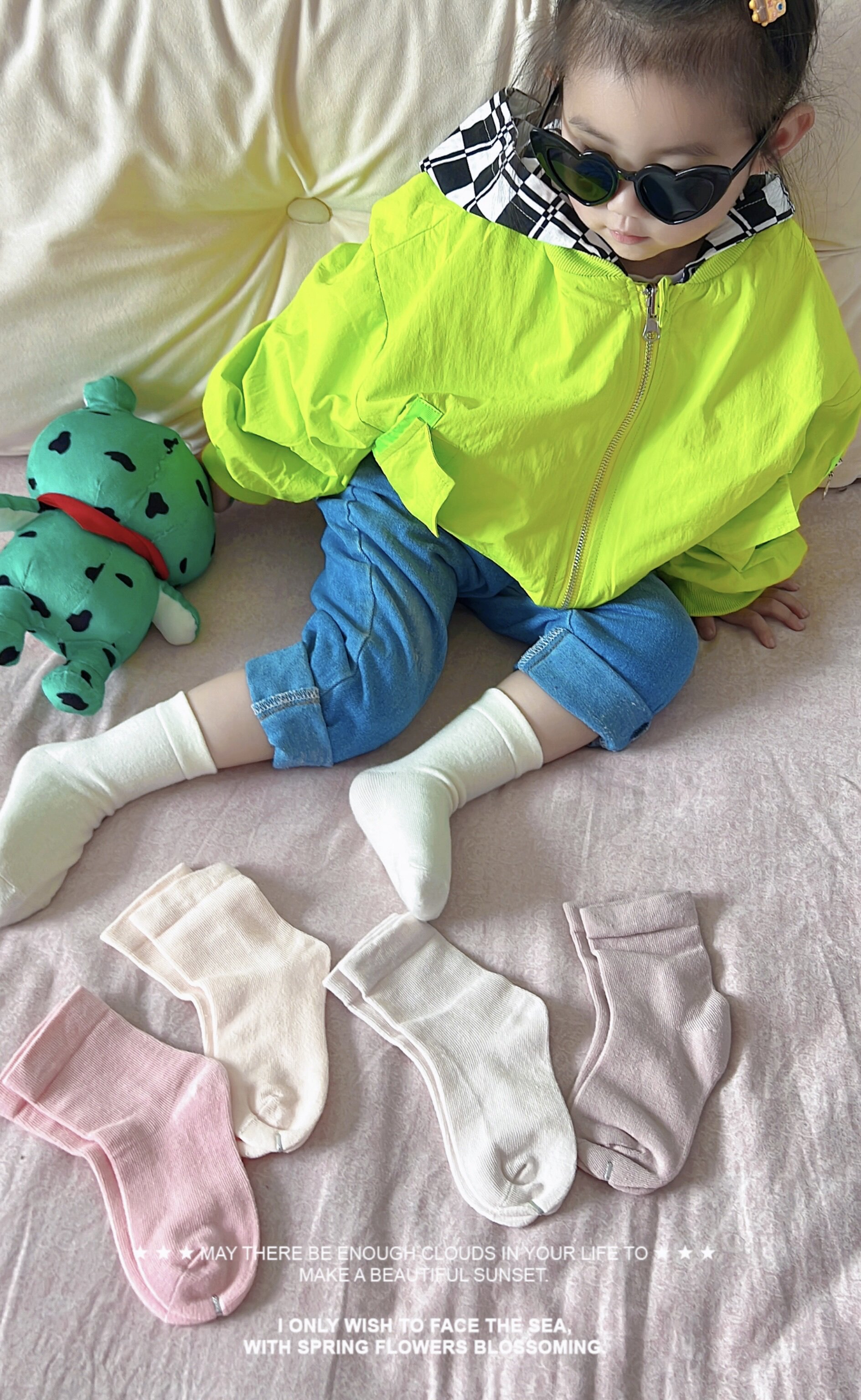 女童袜子春秋纯棉洋气小女孩棉袜纯色学生短袜洛丽塔公主风宝宝袜