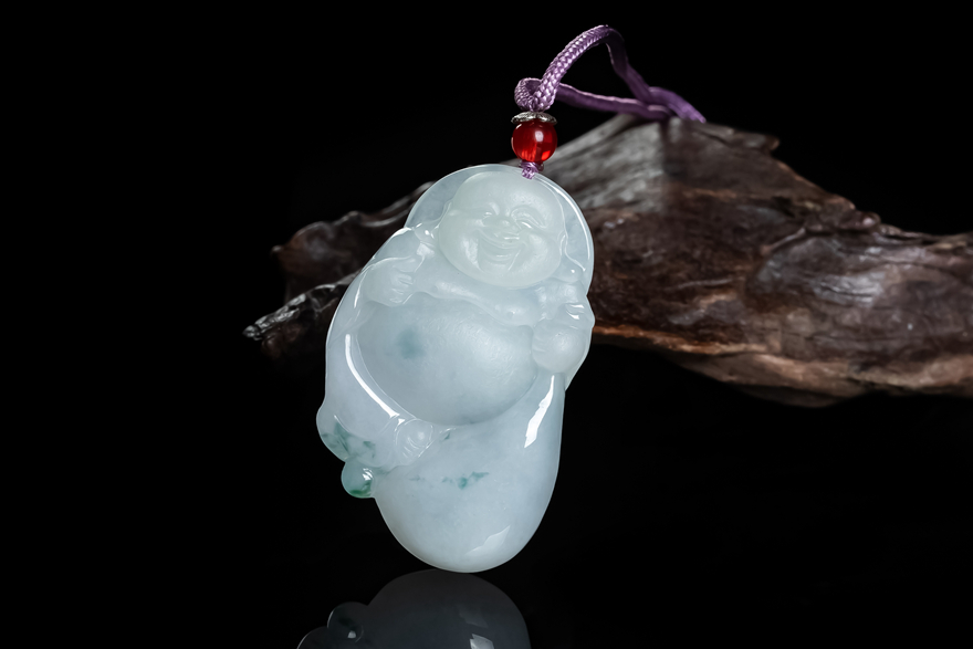 pp缅甸翡翠玉飘花佛公吊坠正品天然a货挂件27.80g