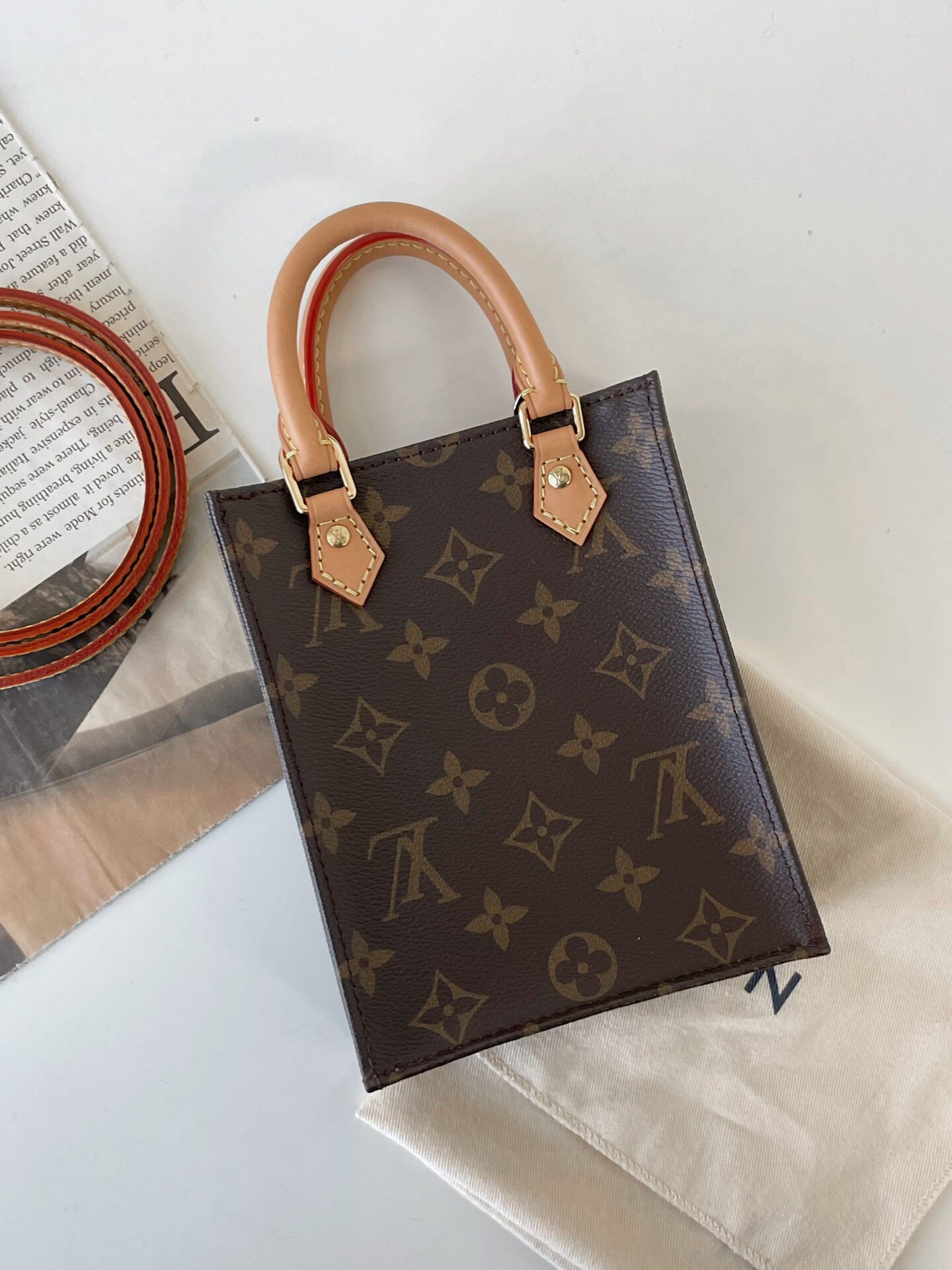 正品[9.8新]lv/路易威登经典老花mini芯片款琴谱包手提单肩斜挎包