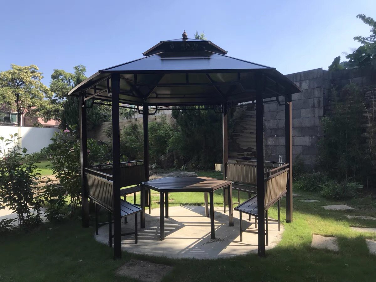 户外凉亭庭院别墅花园遮阳棚雨棚室外楼顶露台六角新中式休闲亭子