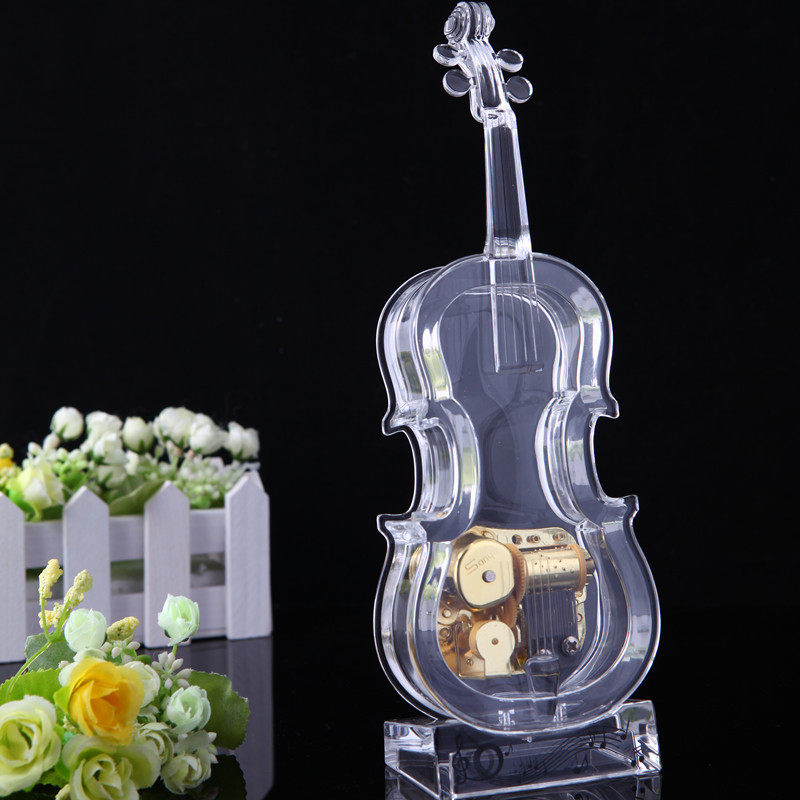 亚克力水晶质感大提琴;大提琴八音盒;生日礼品;送家人朋友