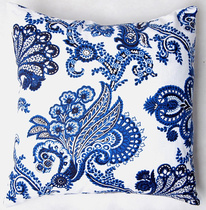 Custom classical Chinese blue white and blue thickened linen fabric bedside sofa pillow pillowcase car cushion