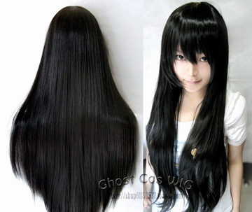 0 profit! Black long straight hair 80cm ☆ ☆ hot cosplay wig