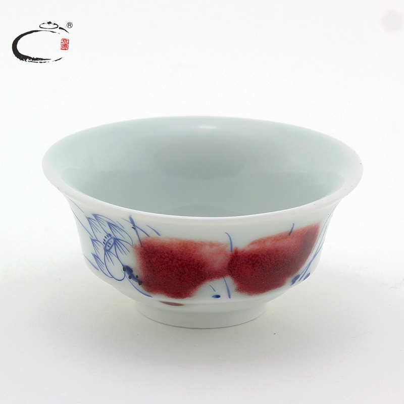 Jing DE and auspicious youligong fragrance - smelling cup jingdezhen hand - made ceramic kung fu tea bowl sample tea cup