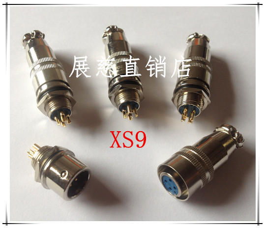 Aviation plug socket XS9-2-core 3-core 4-core 5-core 6-core micro-miniature connector positive installation reverse installation gold-plated 9MM