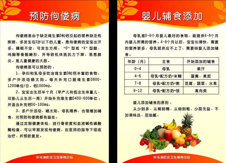 646海报印制展板287社区卫生服务中心预防佝偻病婴儿辅食添加