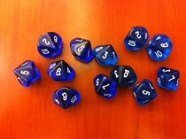 10-sided 1-10 Transparent Blue Dice Multi-sided Stopper Dungeons & Dragons Indicator Life Counter Ten-sided Color