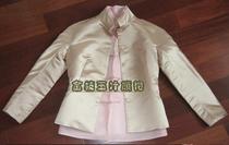Xia Zi Chen new spring and autumn champagne gold silk cheongsam can clip cotton winter casual white collar Tung jacket
