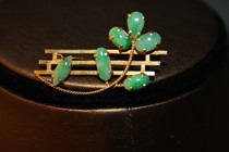 (Collection level) Old Foreign Trade 18K gold inlay old natural A goods jade brooch old natural A goods jade pin